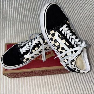 Vans Women's Classic Checkered Sneakers - Black and White
